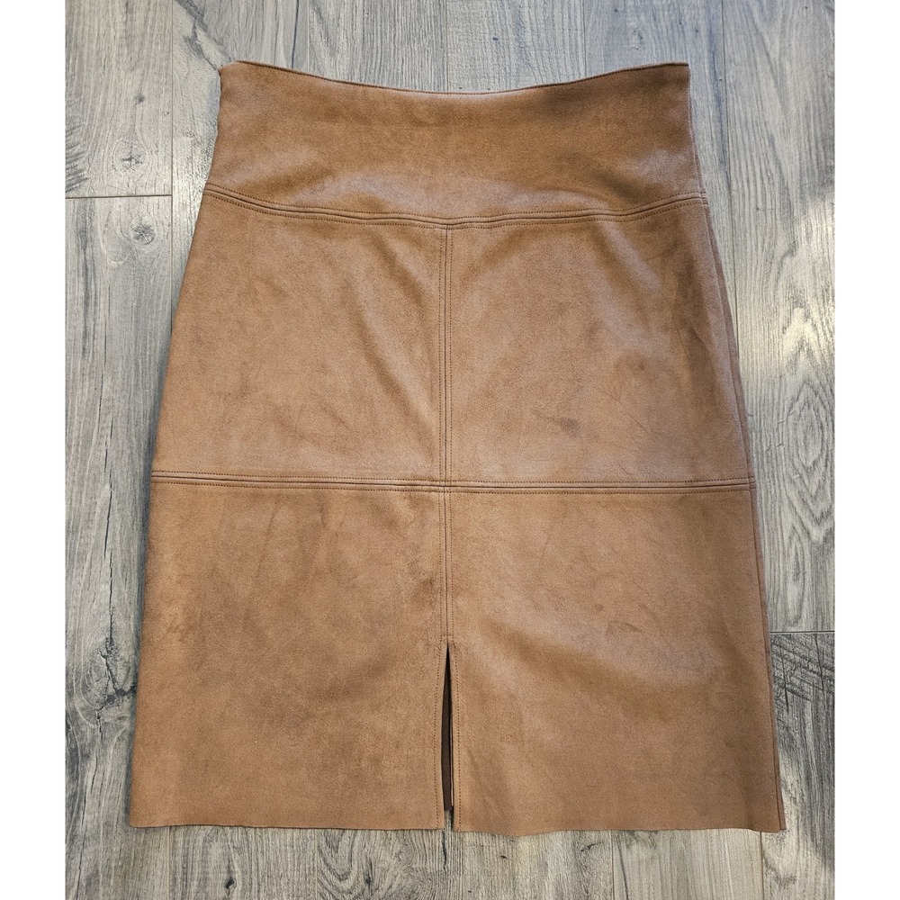 sz12 Chaps Elegant Brown Suede‎ Skirt Career Fall Capsule Closet Autumn Winter